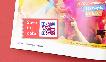 save the date frame for event QR Code in magazine