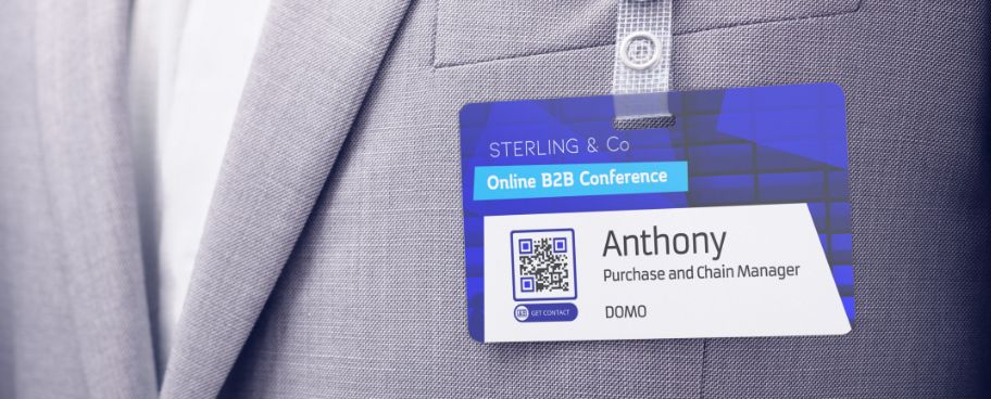 QR Code vCard Plus su un badge personalizzato di una conferenza