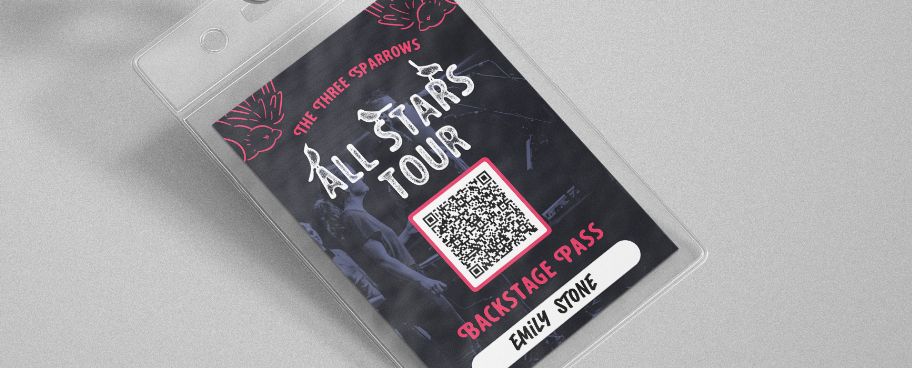 Esempio di una carta di accesso al backstage con un codice QR