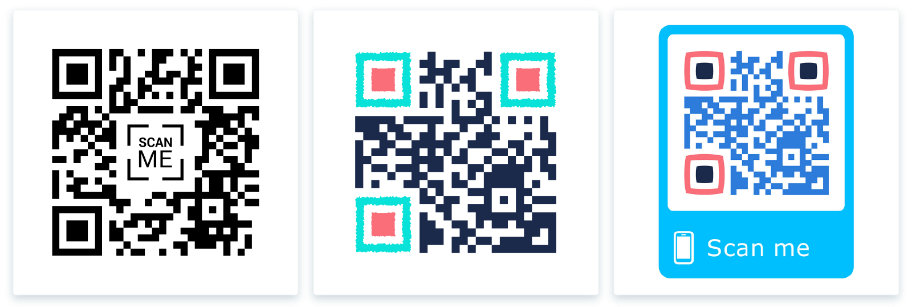 Esempi di tre QR Code Statici creati con la nostra API