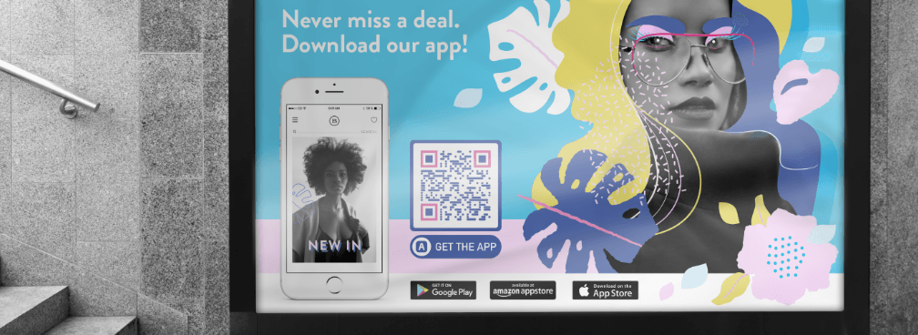 Esempio di un QR Code in una pubblicità di un negozio