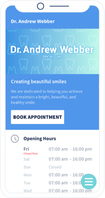 Landing page personalizzata con i dettagli di contatto e altre informazioni sulla clinica Dr. Andrew Webber