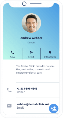Landing page con i dati di contatto della clinica odontoiatrica Dr. Andrew Webber