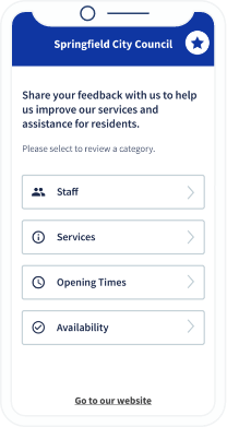 Una landing page del QR Code che mostra un modulo di feedback per un consiglio comunale.