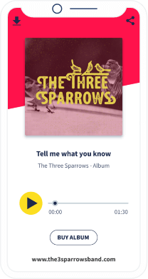 Una landing page del QR Code con un campione di musica in formato MP3.
