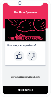 Una landing page del QR Code che mostra un modulo di feedback che permette ai partecipanti di lasciare la loro opinione sul concerto.