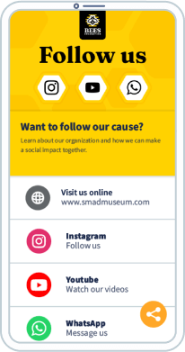 Una landing page del QR Code che mostra i canali social di una band.
