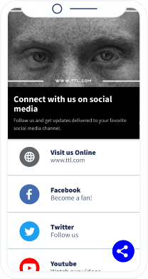 Landing page del QR Code che mostra tutti i canali social di uno studio fotografico.