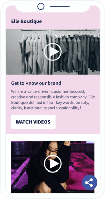 Landing page del QR Code con un'opzione per valutare l'ultima collezione di moda.