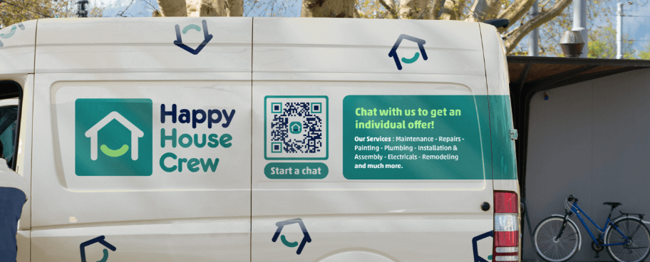 Esempio di un QR Code Facebook Messenger su un'auto aziendale