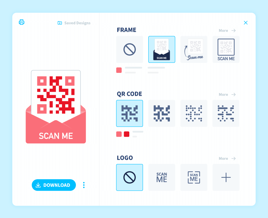 QR Code Generator consente di personalizzare il codice QR con design, cornice e logo.