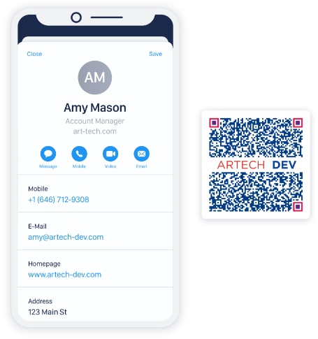 Esempio di QR Code vCard con informazioni di contatto