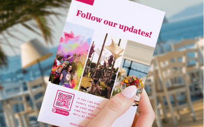 Esempio di un QR Code in un volantino promuovendo un evento