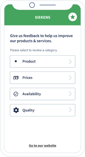 Esempio della landing page del QR Code Feedback per prodotti elettronici