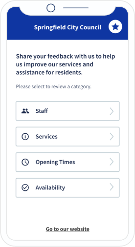 Esempio della landing page del QR Code Feedback per i servizi governativi